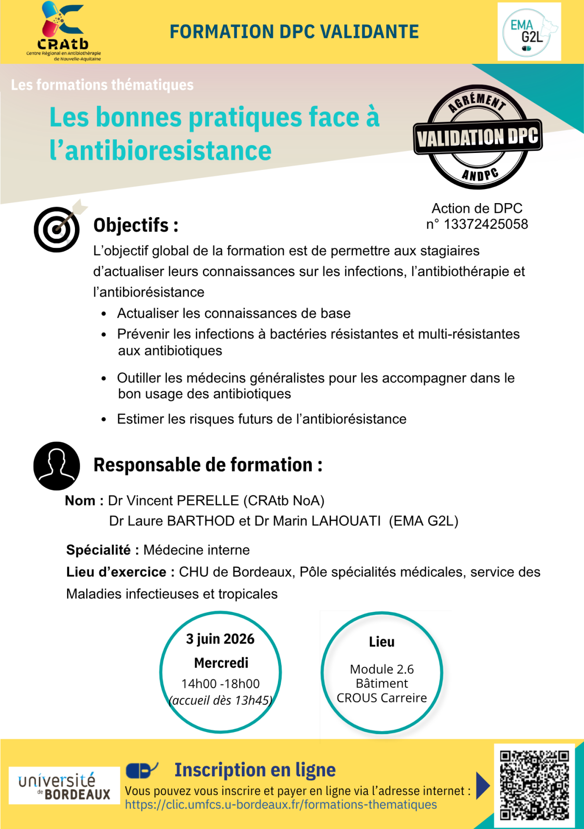 Informations formation BUA DPC juin 2026